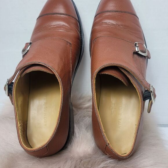 Awl & Sundry Handcrafted Brown Leather Double Monk Oxford Mens Shoes Size 8.5